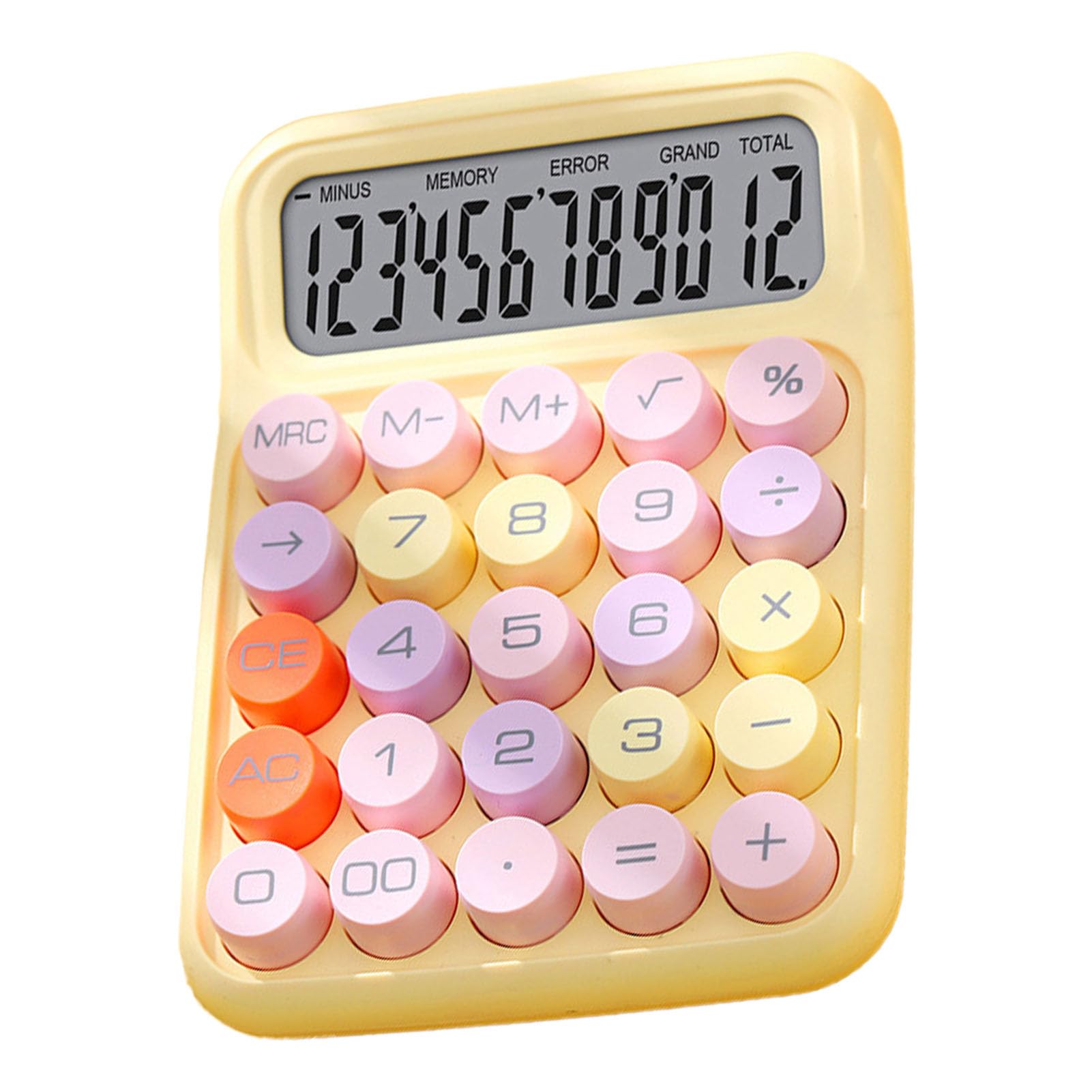 Calculadora Electrónica de Colores, Calculadora a Prueba de Salpicaduras, Conveniente para Uso Escolar y Doméstico (Amarillo)