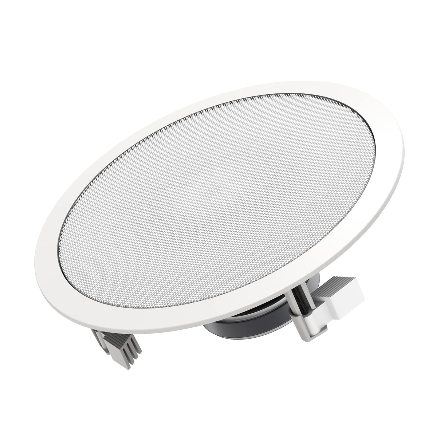 ROCKRIX Audio - Altavoz redondo de 3 vías premium en el techo de 8 pulgadas, doble cúpula de seda de 1 pulgada, diámetro de recorte de 9.5 pulgadas, cada uno, blanco