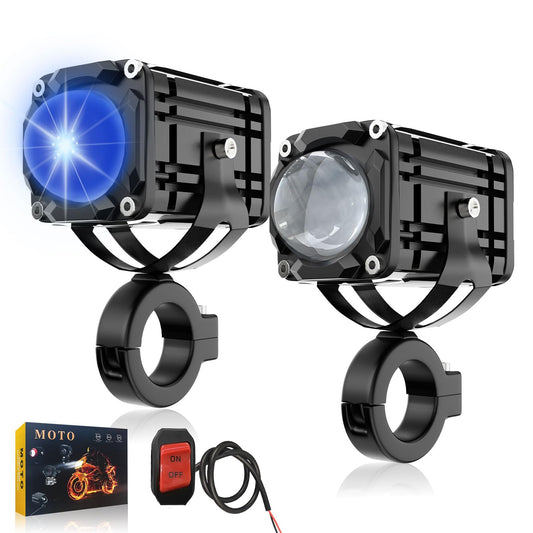 AUTOFAST 80w 6500k Luces Exploradoras Para Moto,Luz Antiniebla Auxiliares Para Moto,Súper Brillante Faros Led Para Moto Con Lente,Faros De Niebla Para Motocicleta,Focos Para Moto,2pcs