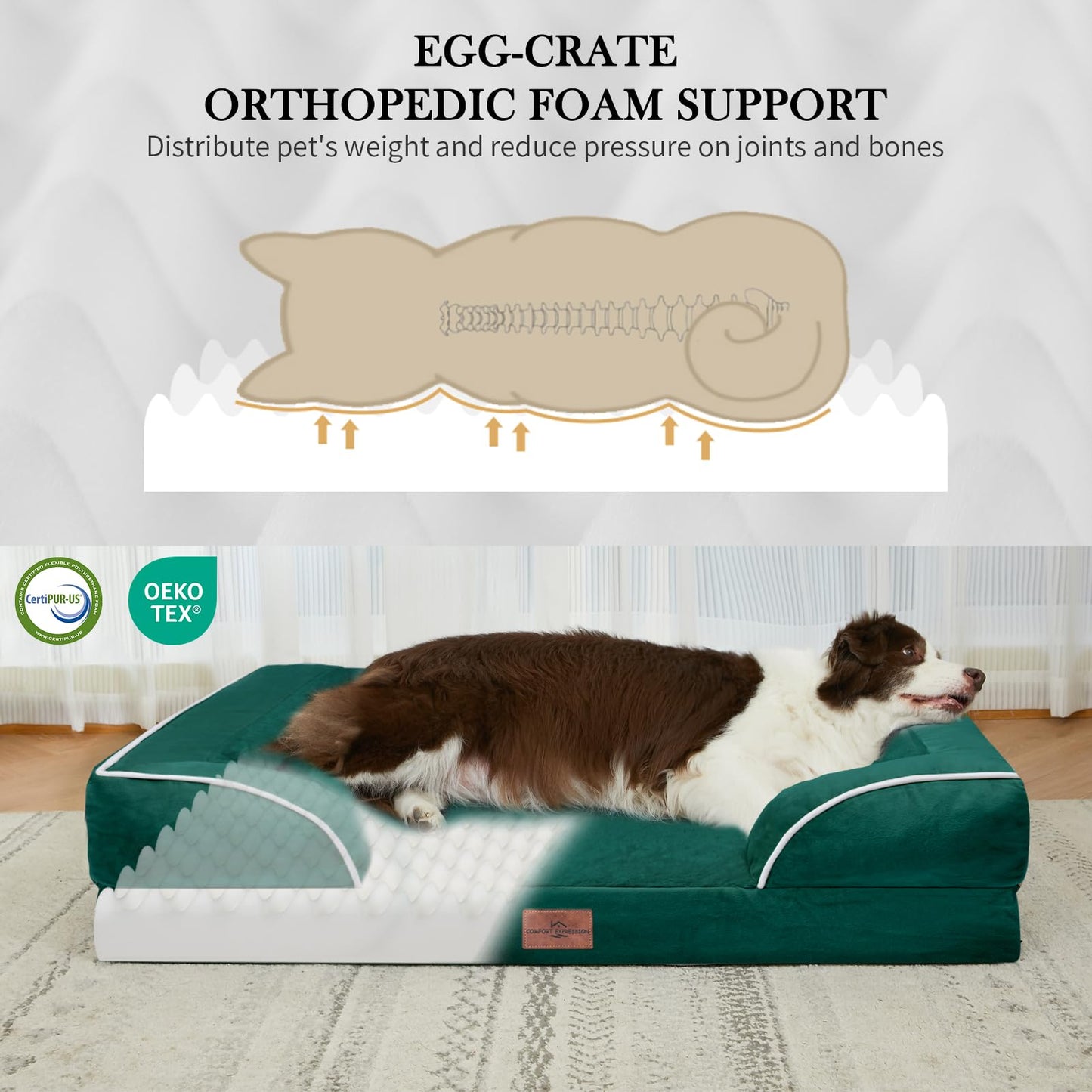 Comfort Expression - Camas para perros pequeños, impermeables, de espuma ortopédica para perros pequeños, cómoda cama para mascotas, con funda extraíble lavable y parte inferior antideslizante (XS