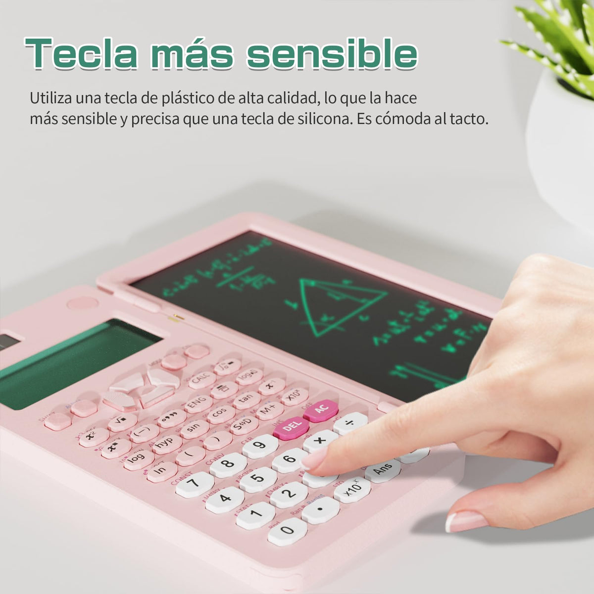 Calculadora Científica Recargable 991ES MAX Rosa con Bloc de Notas para Estudiantes