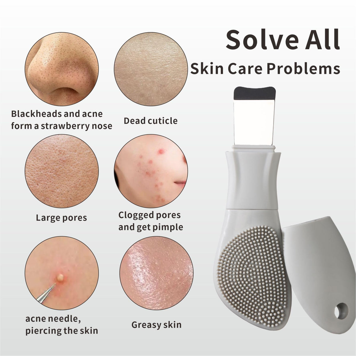 Herramientas para eliminar puntos negros, removedor de cabeza negra para nariz facial, limpiador facial de silicona, cepillo de limpieza de poros, aplicador de máscara para el cuidado diario de la