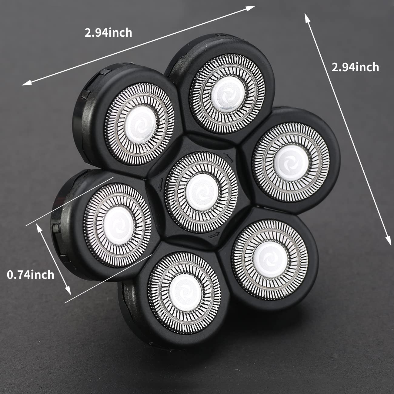 Cabezales de repuesto para afeitadora eléctrica de 7 cuchillas de repuesto universales para afeitadora eléctrica para hombres para limpieza (negro 7D)
