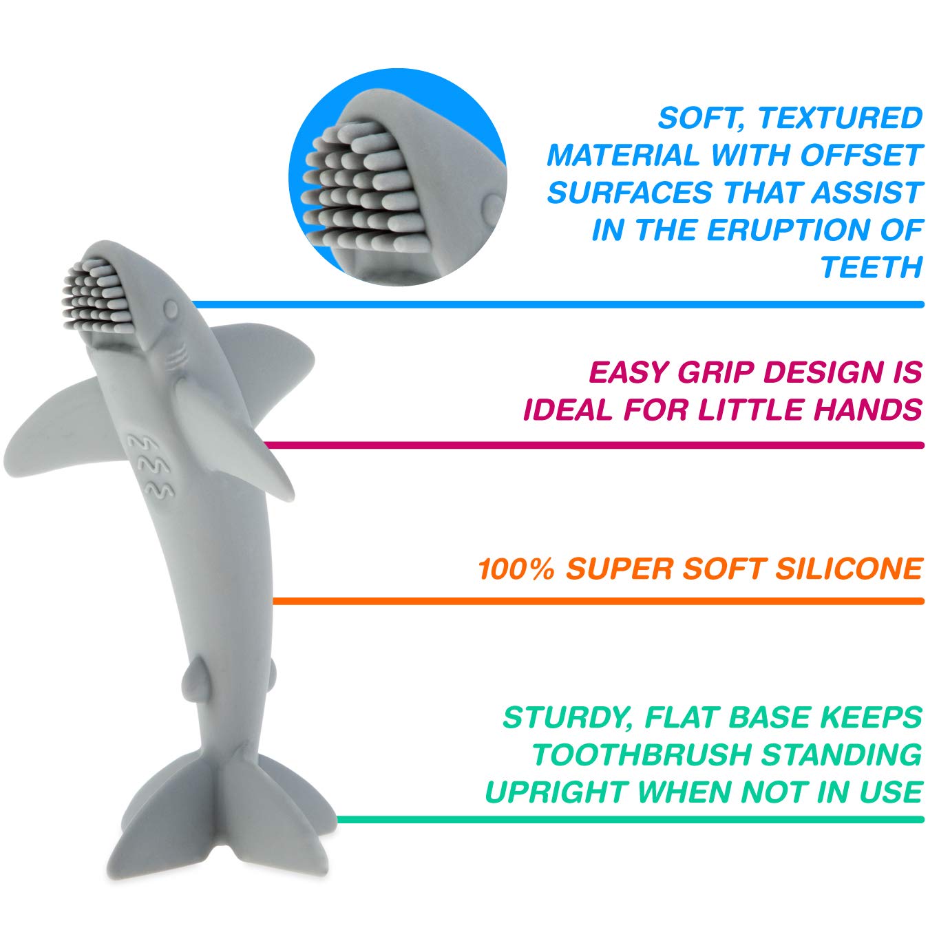 Cepillo Masajeador de Dientes Nuby Lil Shark Multicolor 5 Pulgadas