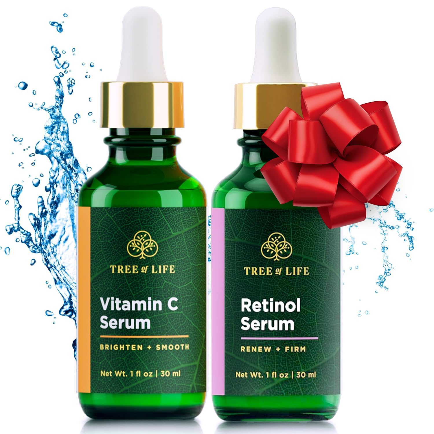 ToLB Anti Aging Serum Two-Pack - 98% Natural, 72% ORGANIC - Vitamin C Serum - Retinol Serum