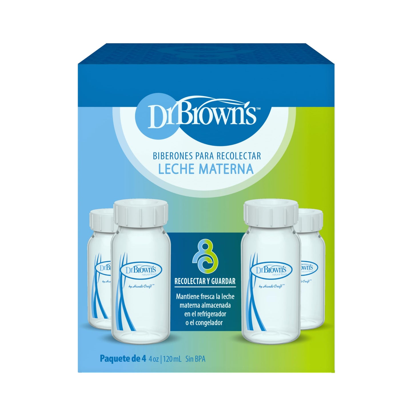 Botellas de Almacenamiento y Recolección de Leche Materna Dr. Brown's 4 Onzas Paquete de 4