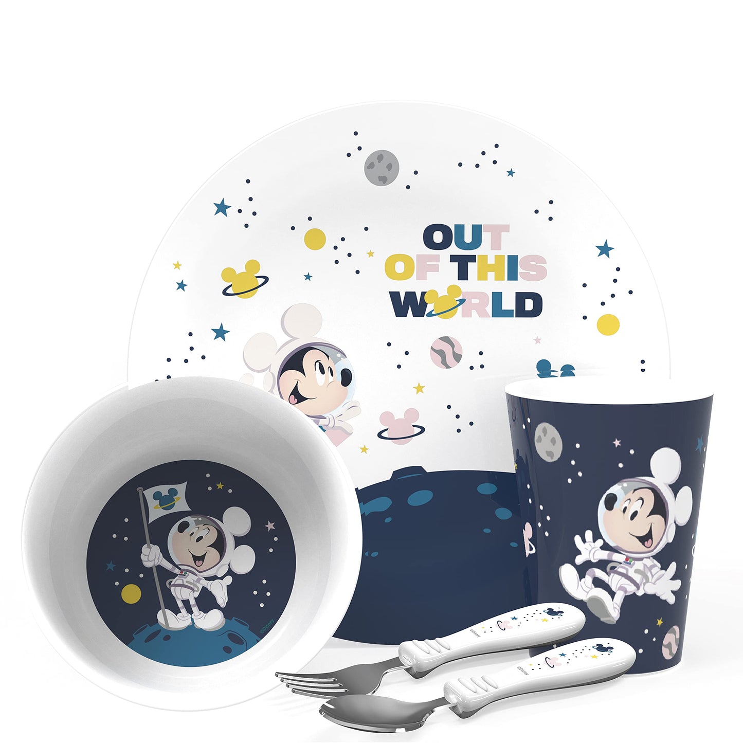 Juego de Vajilla Infantil Zak Designs Mickey Mouse de Disney Espacio Duradero sin BPA (5 Piezas) para Niños