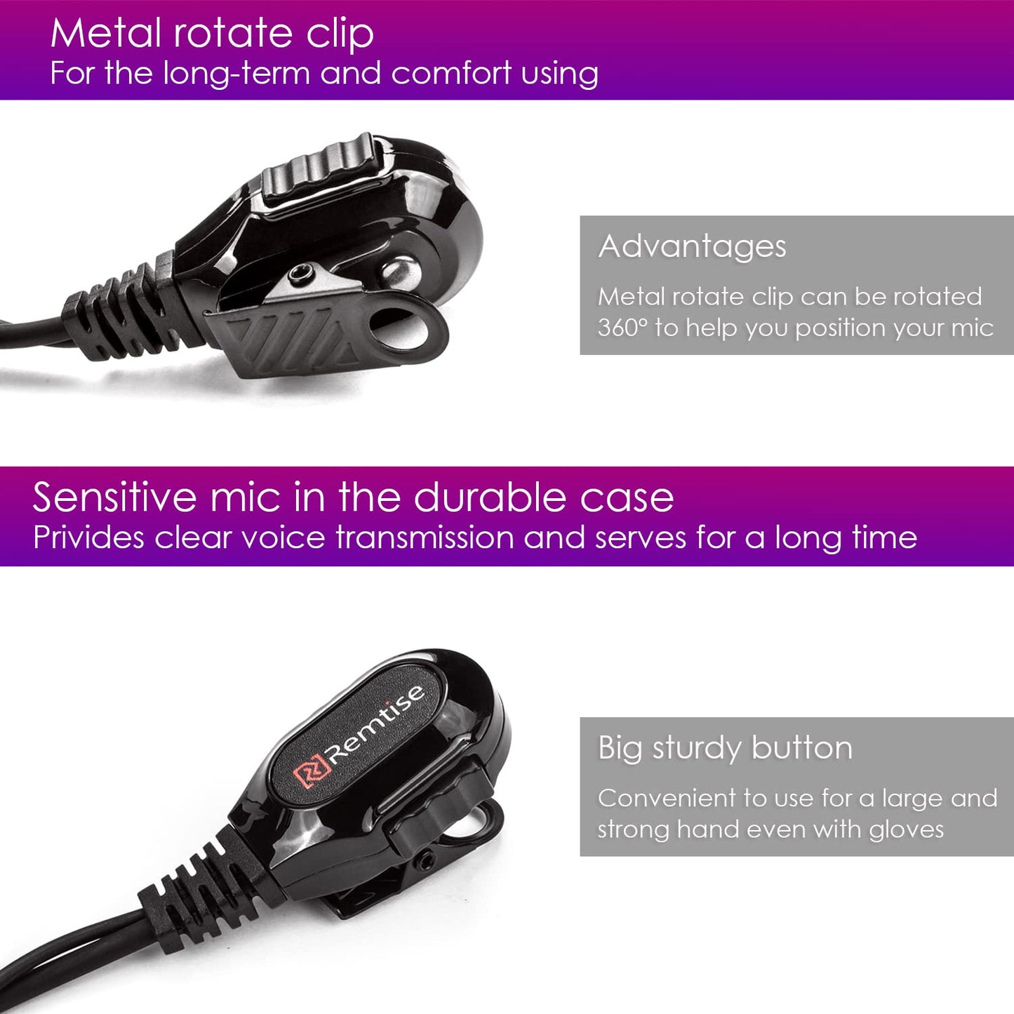 Covert - Auriculares acústicos de tubo con micrófono para Baofeng UV-5R Walkie Talkies, auriculares de vigilancia y PTT compatibles con marcas de radios de 2 vías Baofeng y Kenwood, Puxing, Wouxun