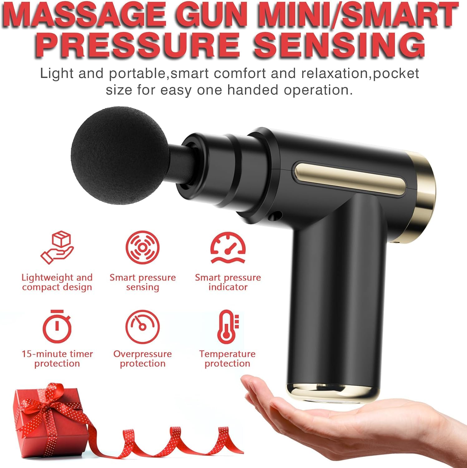 Mini Pistola de Masaje Muscular, Masajeador Muscular Portátil 35DB Ultra Silencioso con 6 Velocidades, 4 Cabezales de Masaje, Masajeador de Mano para Relajar Los Músculos Aliviar el Dolor