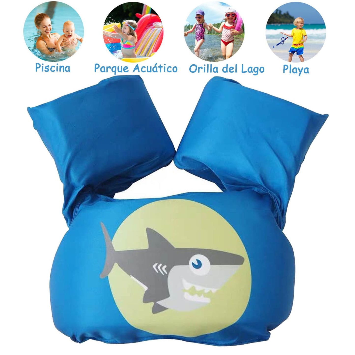 MADELALU Chaleco Salvavidas para NiñOs NiñA,Chaleco Salvavidas para NiñOs De 2 A 6 AñOs, Chaleco Salvavidas, Seguridad Y Doble Cierre para Piscina Parque AcuáTico Lago Y Playa (Nuevo tiburón)
