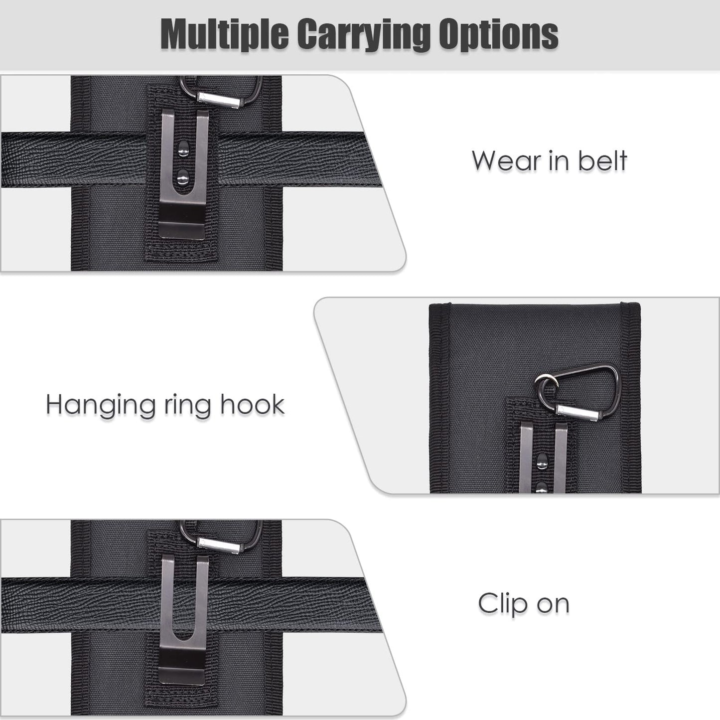 KATOLK Funda para teléfono con cinturón, soporte grande para smartphone, funda táctica multiusos para teléfono móvil, soporte para teléfono móvil para trabajo, senderismo, camping, barbacoa, rescate （Negro）
