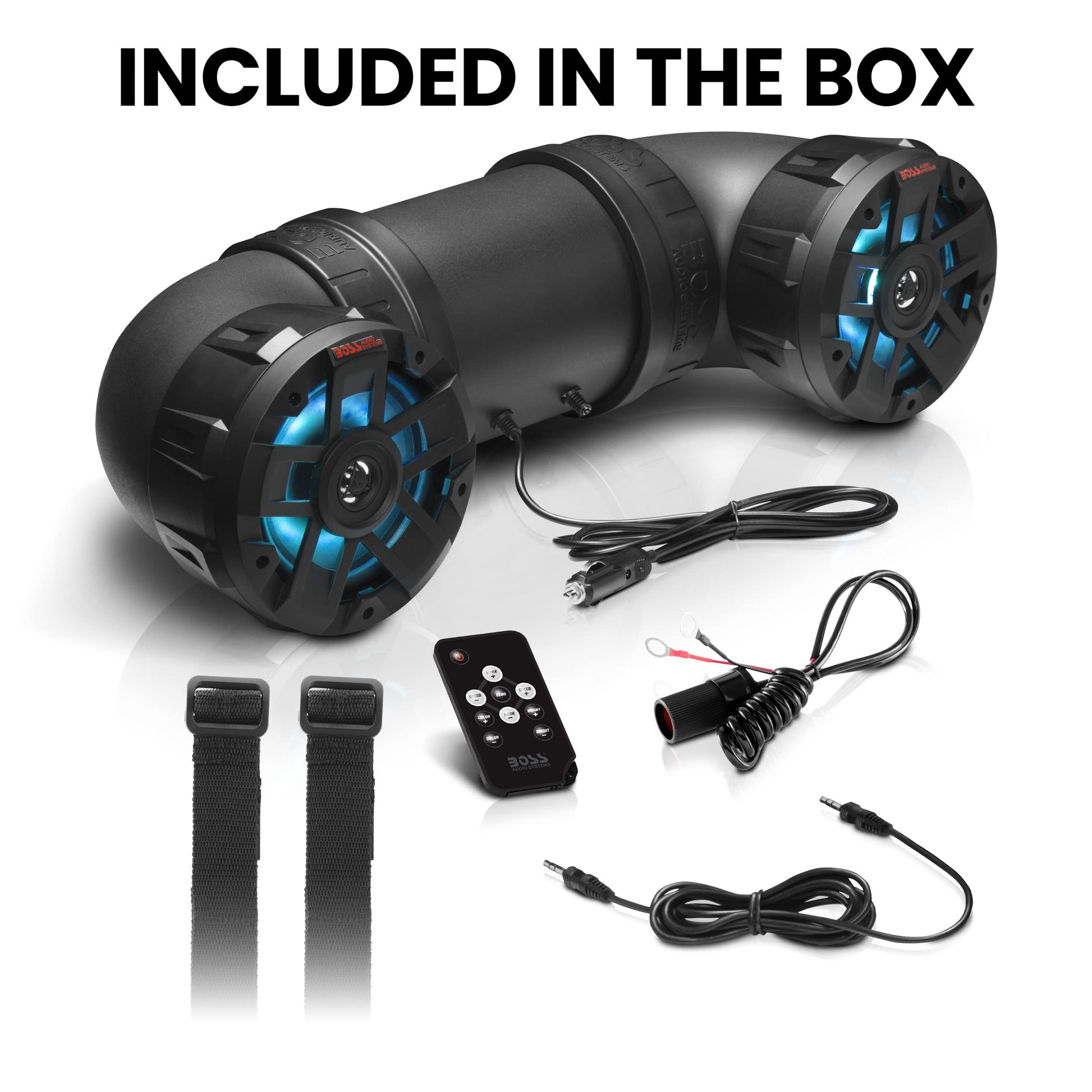 BOSS Audio Systems ATV65BRGB ATV UTV Sistema de sonido resistente a la intemperie, altavoces de 6.5 pulgadas, tweeters de 1 pulgada, audio de rango completo, amplificador incorporado, Bluetooth,