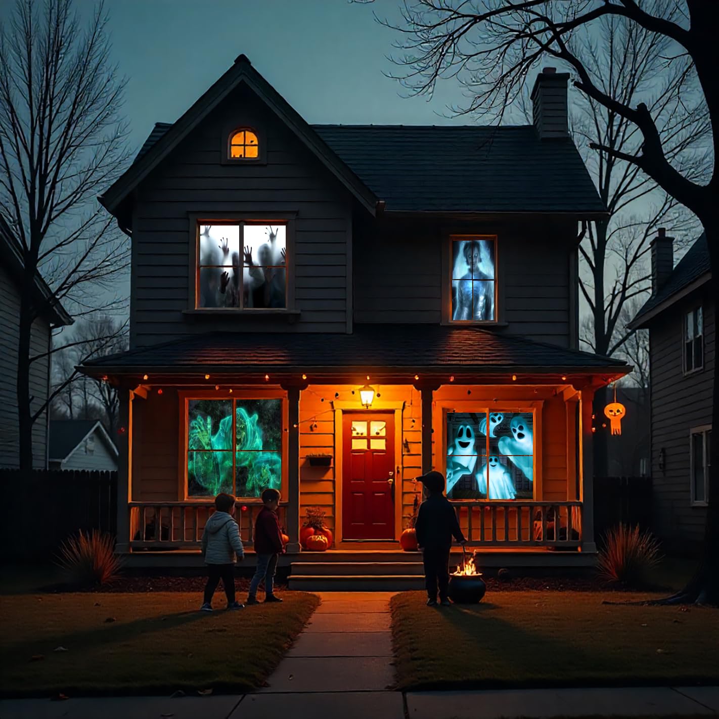 Pantalla holográfica de proyección trasera con accesorios de montaje para proyectar videos de Halloween (1.52 m x 2.74 m gris)