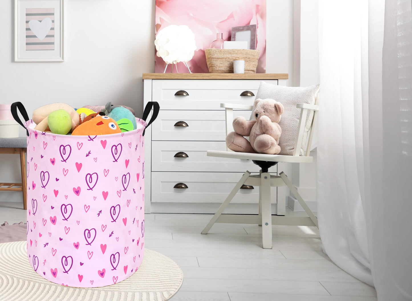 ACMUUNI Cesta plegable para ropa de lavandería para niños, cesta organizadora de almacenamiento plegable, almacenamiento de ropa de juguete con asas para recámara de niños y niñas, decoración de