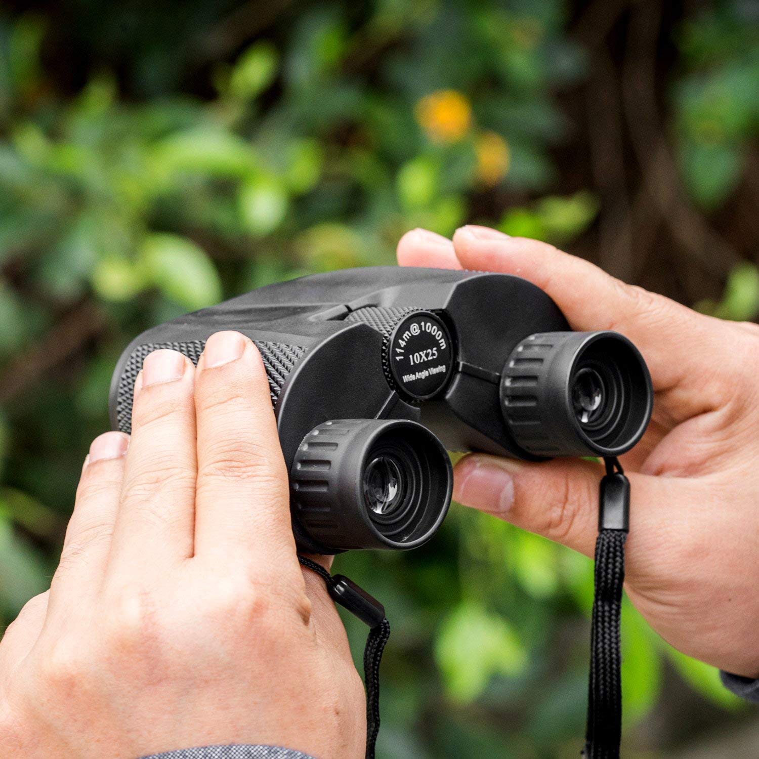 Timotech Binoculares Prisma 10x25 Zoom BAK4 con Enfoque Ajustable a Prueba de Agua para Senderismo, Campamento, Viajes, Caza, Conciertos | Binoculares para niños Profesional HD con Alta resolución