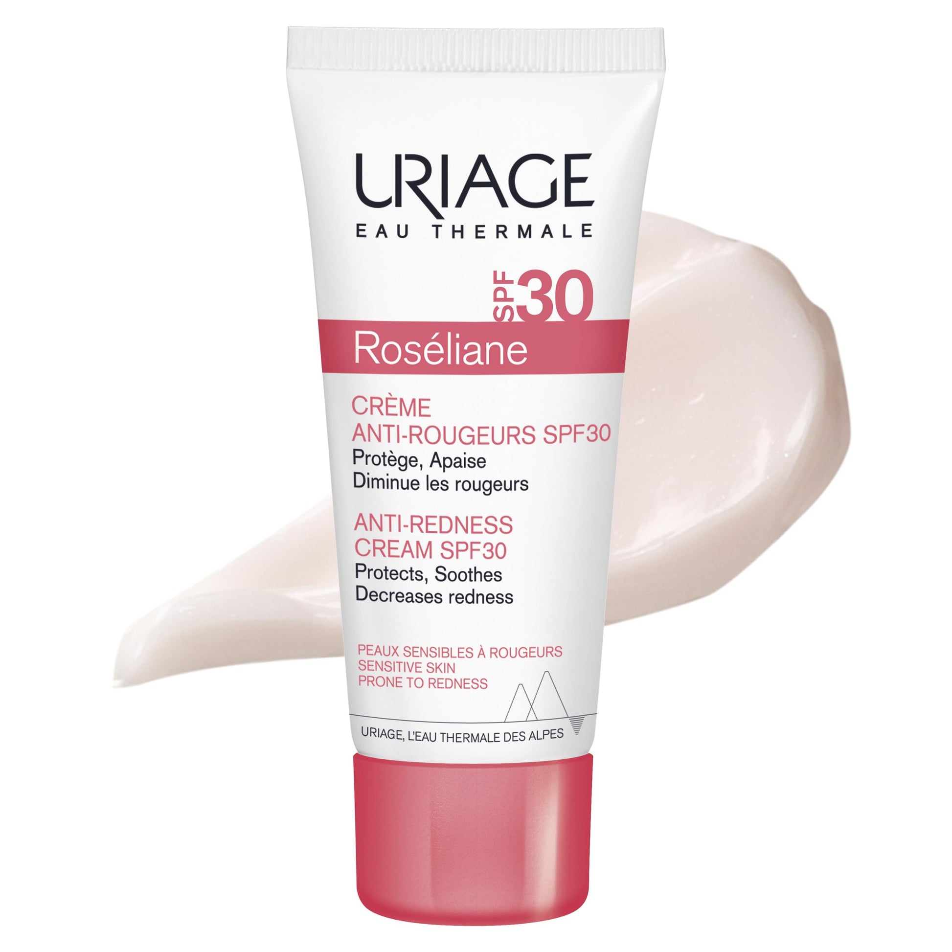 Uriage Roseliane Crema Facial Anti-Rojeces SPF30 Hidratante, con Extracto de Ginseng y Algas - Cubre el Enrojecimiento, Proporciona una Acción Calmante de Larga Duración. Aroma Floral y Afrutado - Para Pieles Sensibles - No Comedogénico