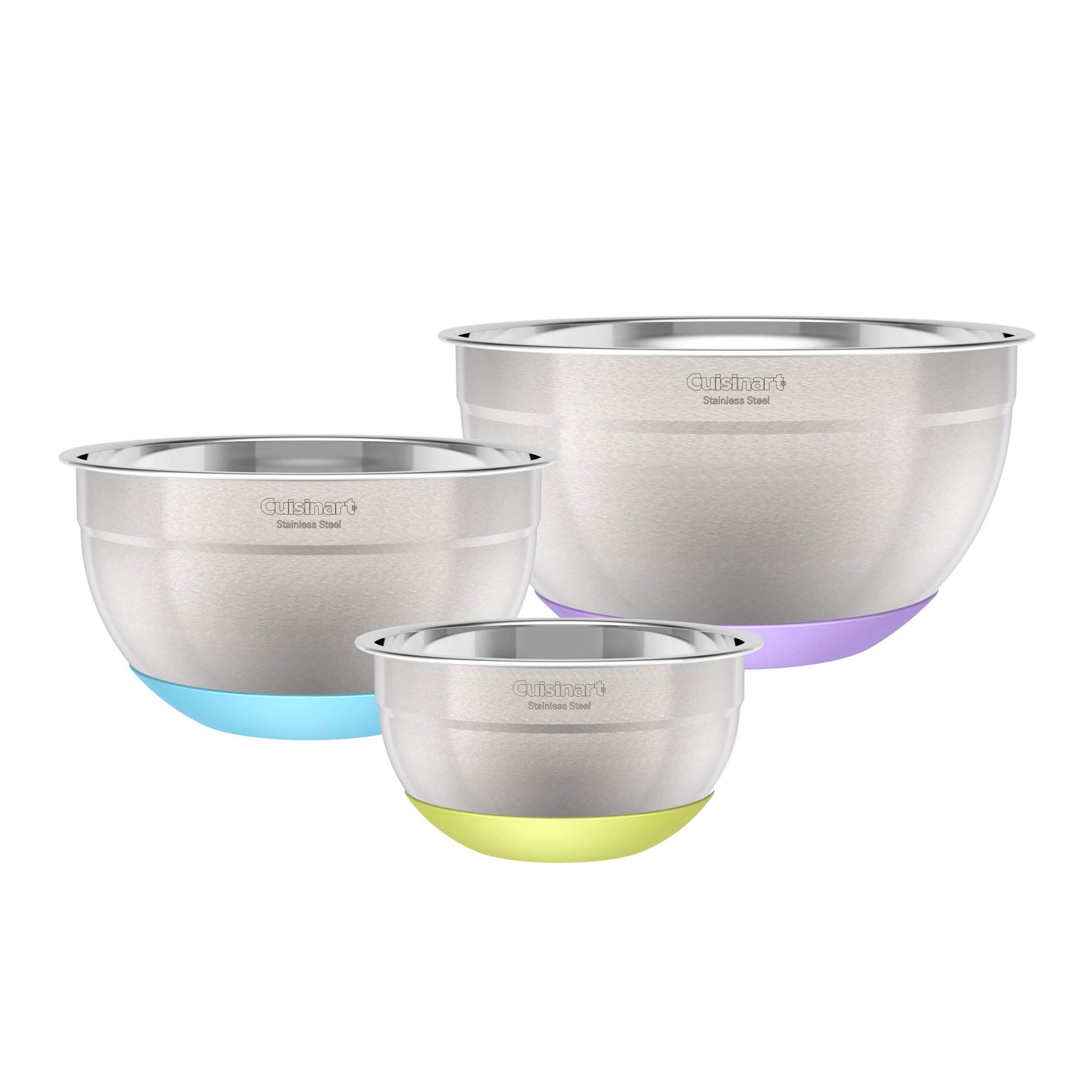 Cuisinart - Cuencos para mezclar de acero inoxidable de 3 piezas con base antideslizante, 1.5qt, 3qt y 5qt