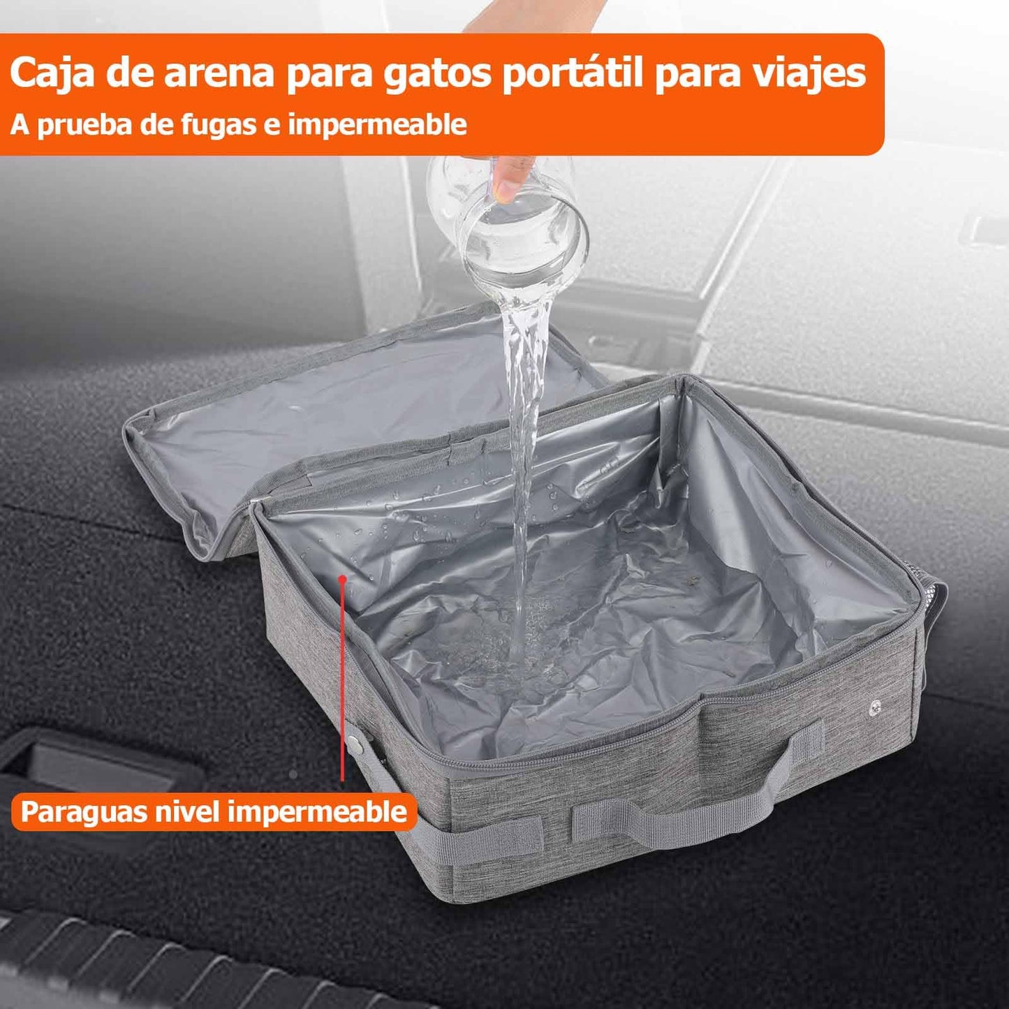 JAKLENA22 Arenero para Gato, con Pala para Arena de Gato,Caja de Arena para Gatos Portátil de Plegable, Impermeable, Sin Fugas, Ligera, para Viajes, Camping,Viajes por Carretera (30 x 30 x 11cm)
