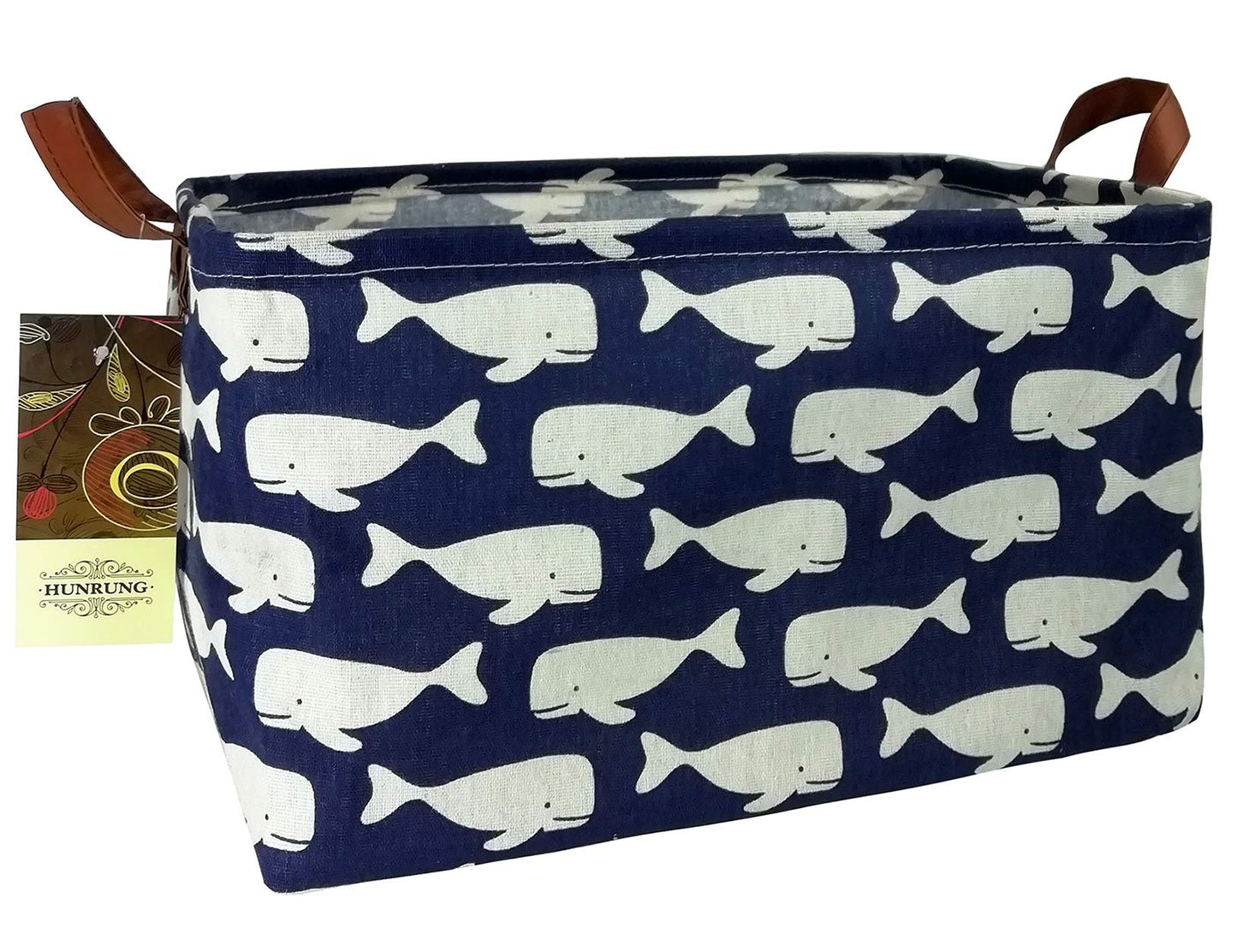HUNRUNG Cesta de almacenamiento rectangular de lona para juguetes de mascotas/niños, libros, ropa perfecta para habitaciones infantiles/sala de juegos/estantes, Ballena (Whale), Large