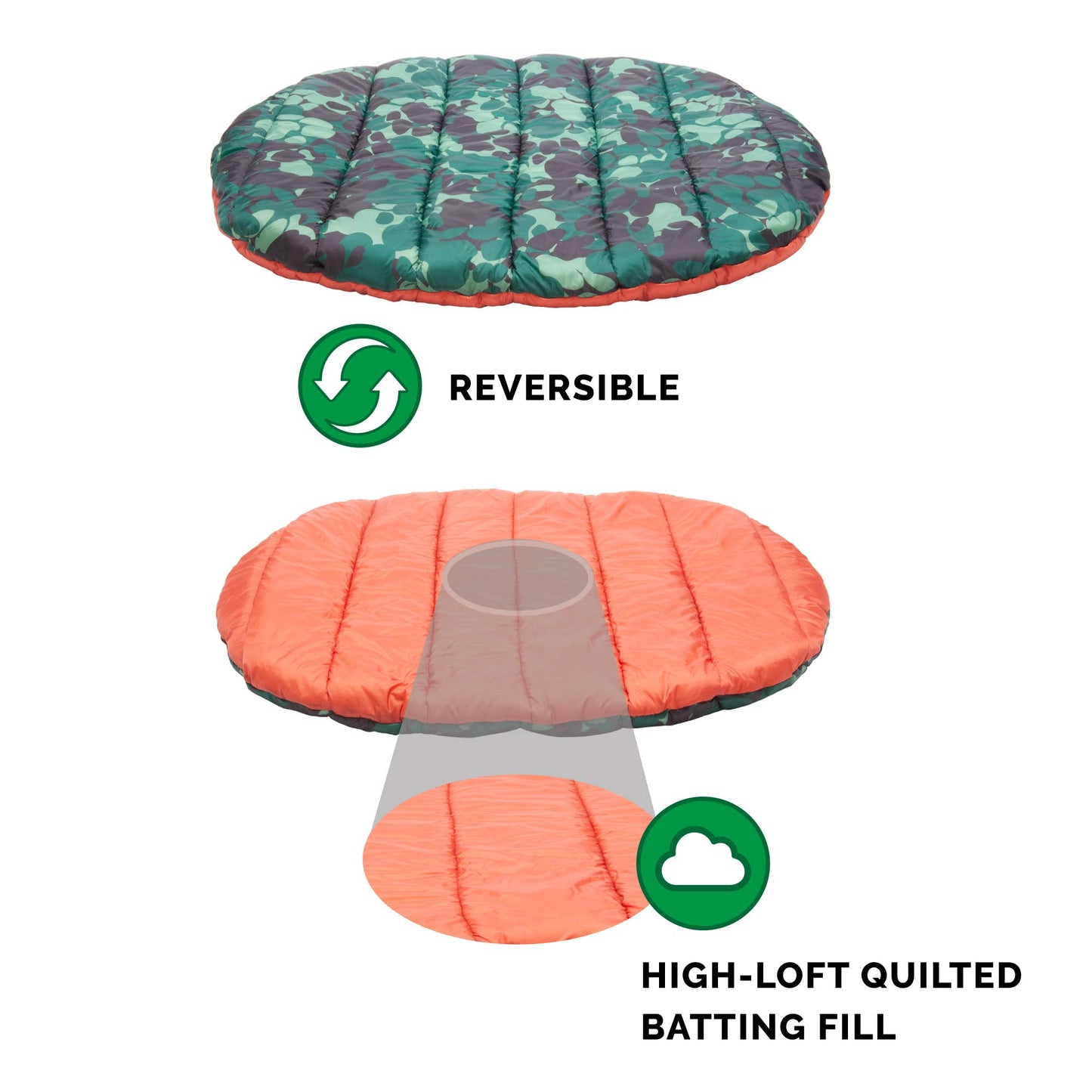 Furhaven Small Dog Bed Trail Pup Travel Pillow Mat w/Stuff Sack, Washable - Paprika/Camo-Paw, Small