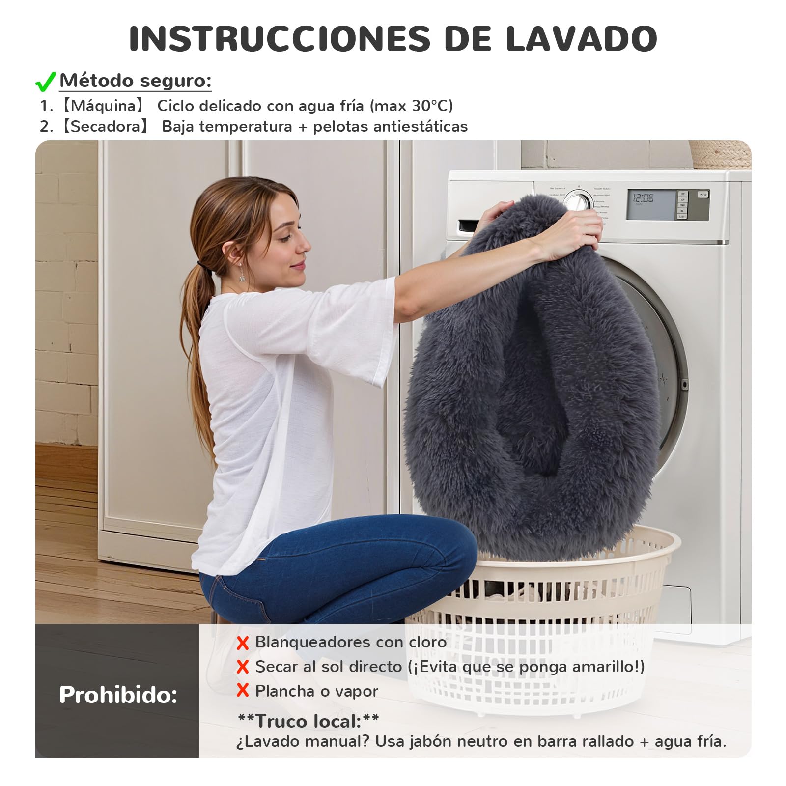 Cama para Perro Spring Blossoms Gris Oscuro Mullida y Antideslizante 80cm