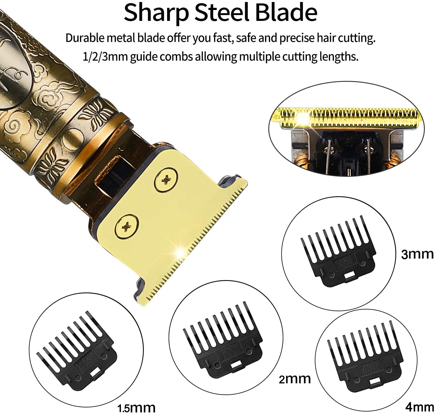 Maquina Para Cortar Cabello, Salandens Cortapelos De Precisión Recargable, Rasuradoras Para Hombre Con 4 Peines Guíacarga Usb