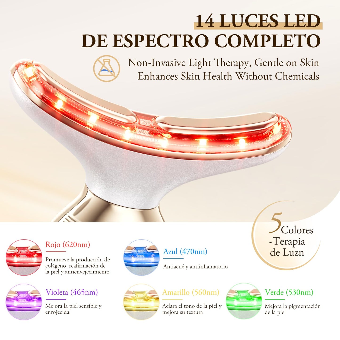 ANLAN Radiofrecuencia Facial y Cuello para Antiarrugas, Masajeador Facial Reafirmante, Lifting Anti-envejecimiento con Modo RF LED EMS