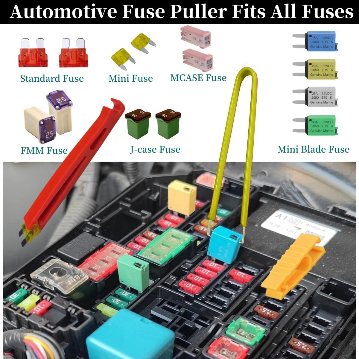 KUBOJSDLZ - Alicates para extractor de fusibles, alicates para extracción de relés, paquete de 4 herramientas automotrices para coche, motocicleta, camión, barco, vehículos, terminal de batería