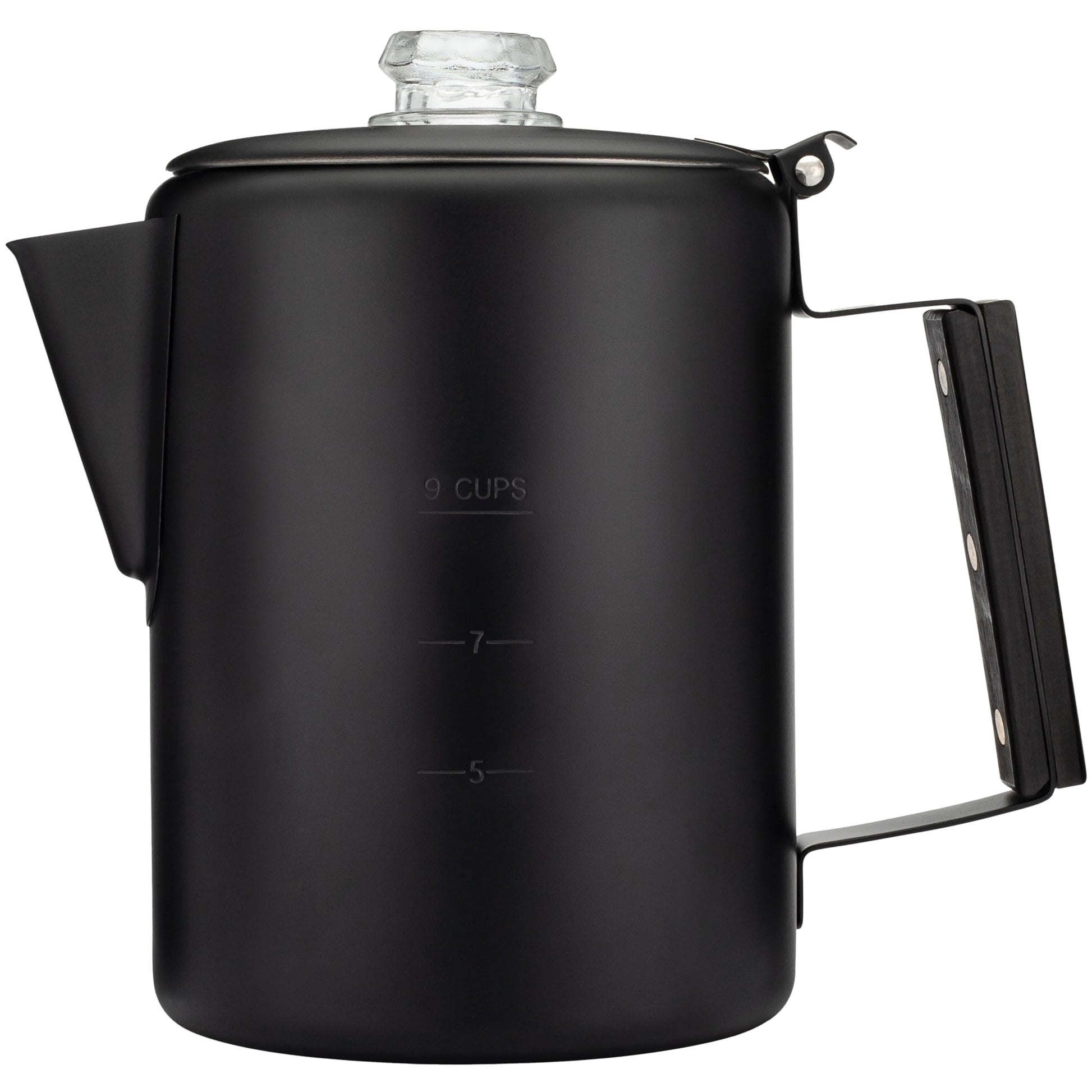 COLETTI Black Bozeman Percolator Cafetera – Cafetera de camping, Percolador de café – Percolador más elegante de Estados Unidos – Acero inoxidable puro, sin aluminio o plástico (9 tazas)