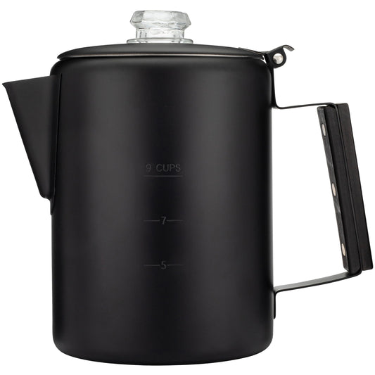 COLETTI Black Bozeman Percolator Cafetera – Cafetera de camping, Percolador de café – Percolador más elegante de Estados Unidos – Acero inoxidable puro, sin aluminio o plástico (9 tazas)