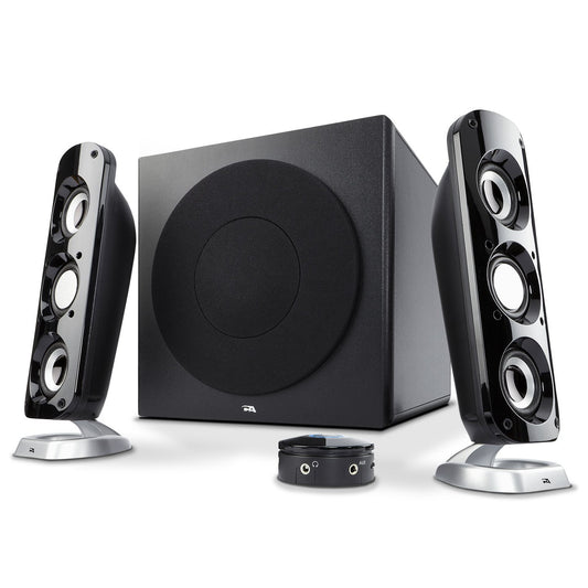 Cyber Acoustics CA-3908 3 Piece Flat Panel Design Subwoofer and Satellite Speaker System (CA-3908)