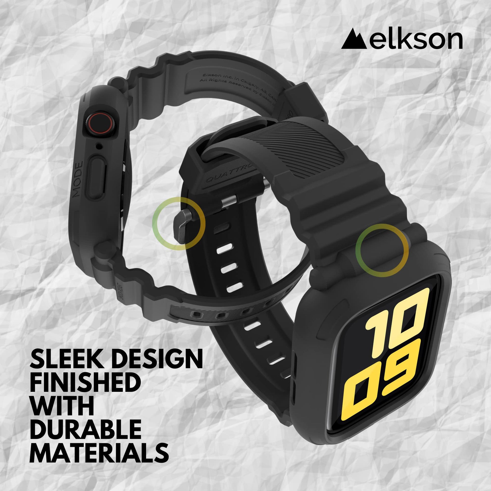 elkson - Funda Protectora Resistente de Grado Militar para Apple Watch Series 9/8/7/6/SE/5/4 [45/44 mm], Color Negro