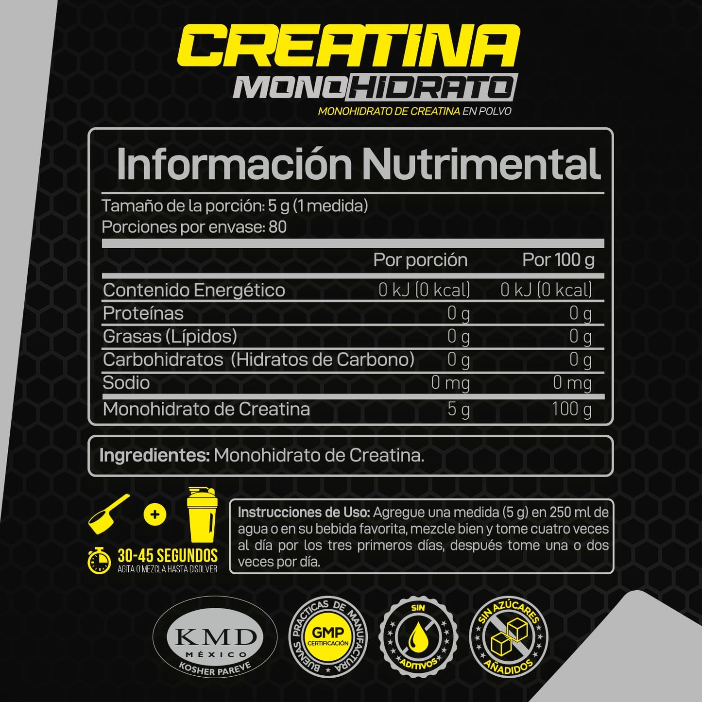 Forzagen | Creatina Monohidrato 100% Pura | 5 g de Creatina | 80 Servicios | Sin Sabor | Pre Entrenamiento | Alto Rendimiento | 400 g