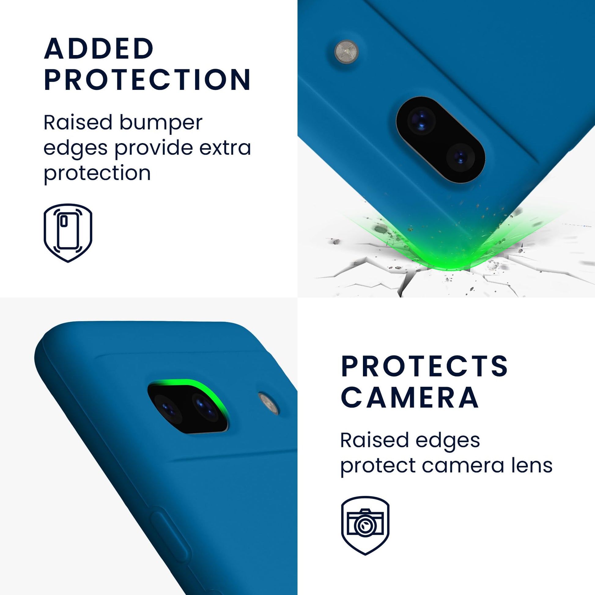 kwmobile Carcasa Compatible con Google Pixel 7a Funda - Case TPU y Silicona antigolpes - Apto Carga inalámbrica - Azul Arrecife
