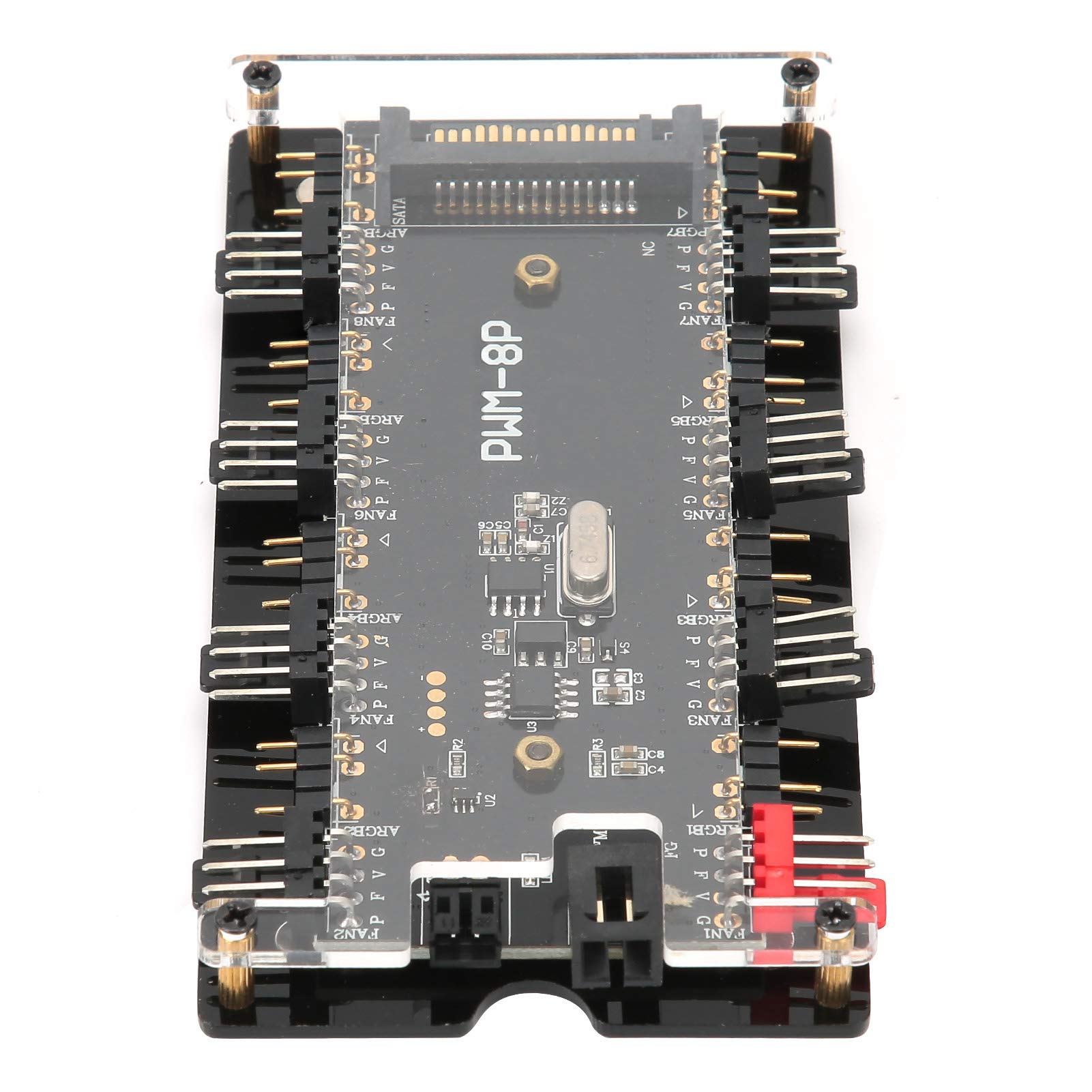 2 en 1 PWM + ARGB Case Fan Hub con 5V 3pin 8 Puertos ARGB + 8 Puertos de Ventilador (4pin) para Ventilador de refrigeración de computadora