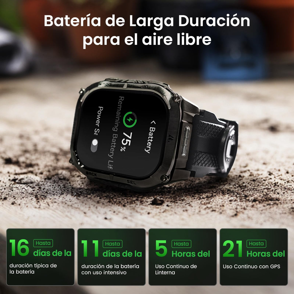 Reloj Smart KOSPET Tank M4C Negro AMOLED 1.96" IP69K para Hombre