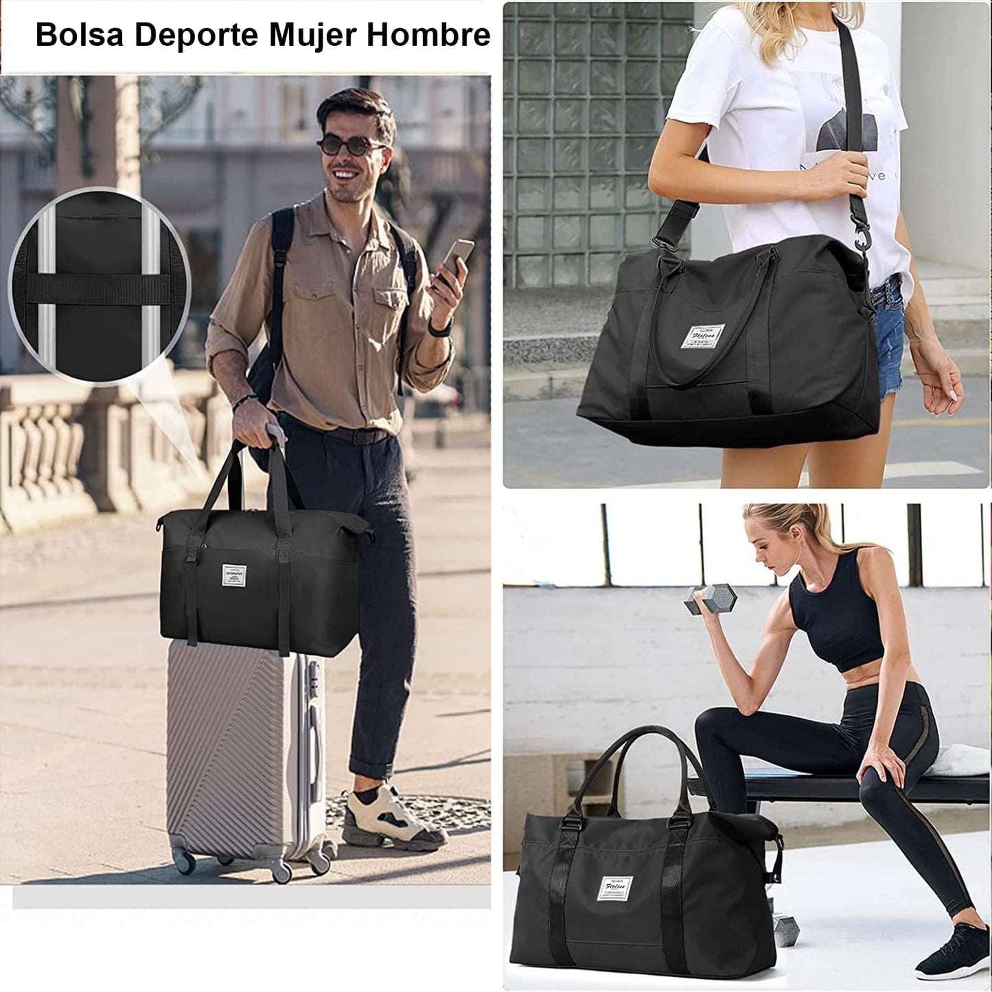 Bolsa de Viaje ZIRONG Rosa con Separación Húmedo y Seco para Mujer Hombre