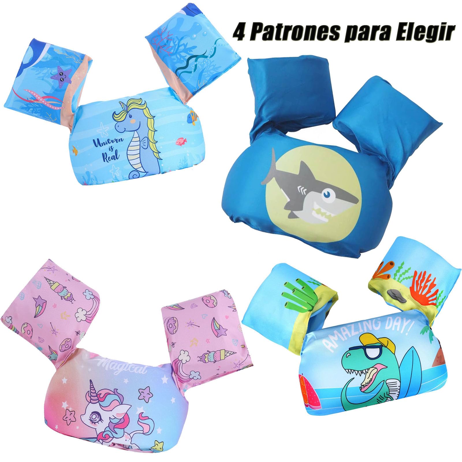 MADELALU Chaleco Salvavidas para NiñOs NiñA,Chaleco Salvavidas para NiñOs De 2 A 6 AñOs, Chaleco Salvavidas, Seguridad Y Doble Cierre para Piscina Parque AcuáTico Lago Y Playa (Nuevo tiburón)