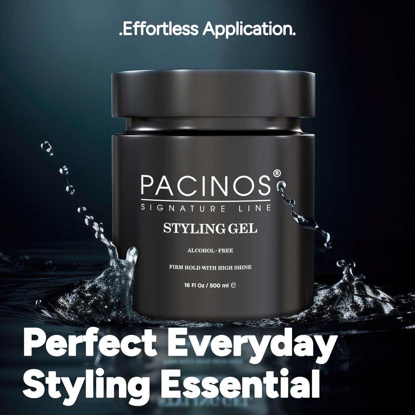 Pacinos Hair Gel for Men - Firm Hold with Flexible Styling - High Shine Wet Look Finish - Easy to Rinse Water Based Formula - No Flakes - Suits All Hair Types - Style Stays in Place All Day - 16 oz