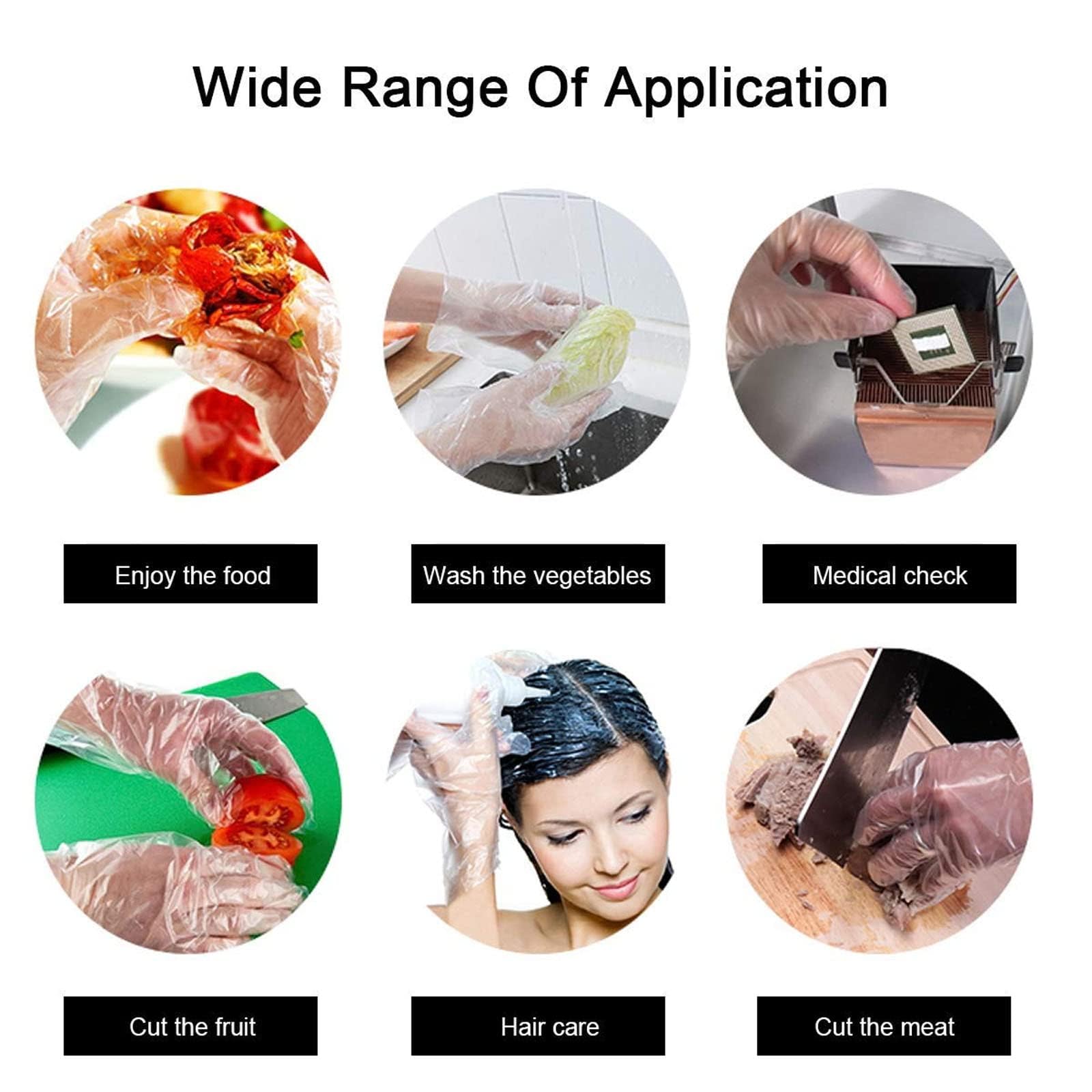 Guantes de Plástico, 300 Piezas Guantes Desechables, Guantes de Plástico Transparentes para Cocina, Limpieza, Cuidado de Manos