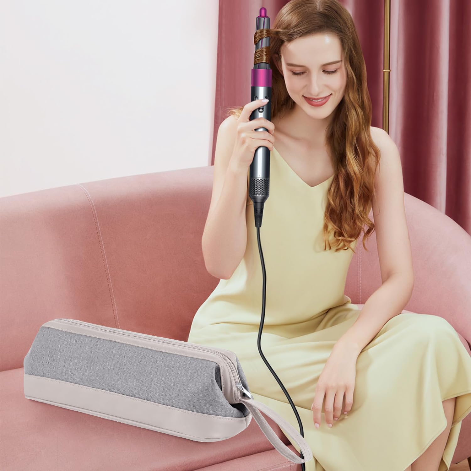 Funda De Viaje,Hair Tools Bolsa De Viaje,Compatible Con Dyson Airwrap/Shark Flexstyle,Adecuado Para Secadores De Pelo, Peines, Planchas De Pelo Y Bolsas De Cosméticos Multifuncionales. (Gris claro)