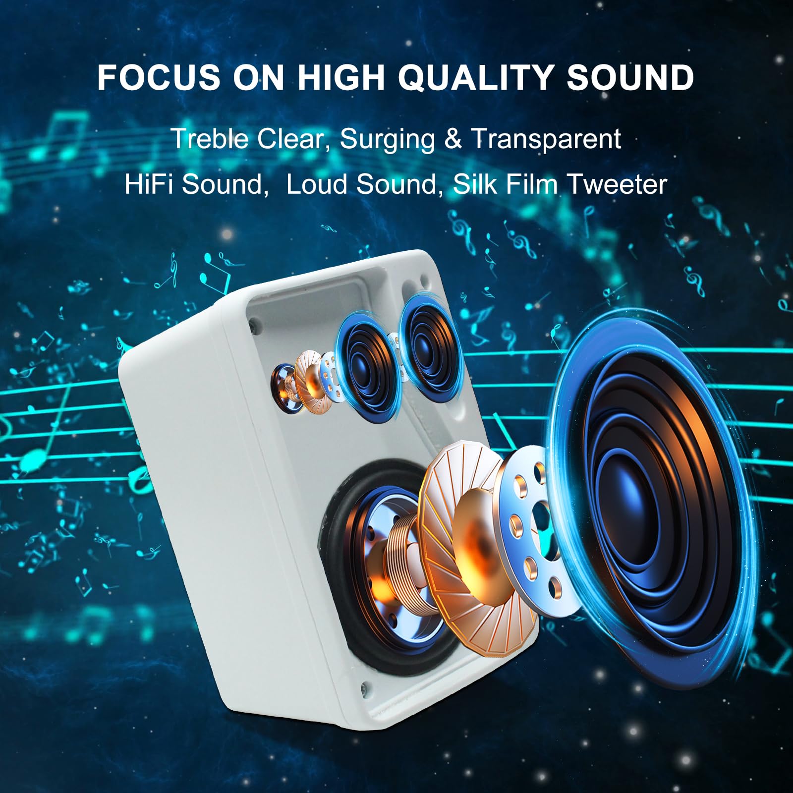 Herdio 3.5 Pulgadas Bocinas para Exterior,200W Altavoces para Exteriores, Resistente al Agua, Adecuado para el hogar, Patio, Terraza,Patio Trasero (2 Altavoces,Blanco)