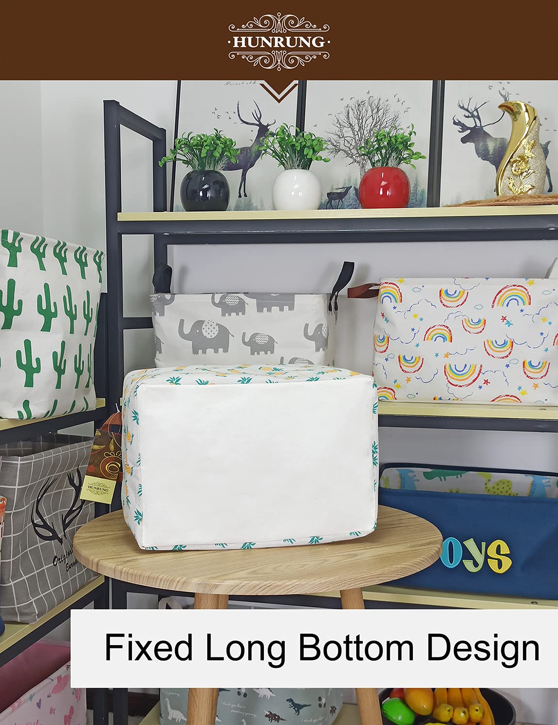 HUNRUNG Cesta de Almacenamiento Rectangular, Linda para Juguetes de Mascota/niños, Libros, Ropa, Perfecta para Habitaciones de niños/Sala de Juegos/estantes, Rectangle Pineapple