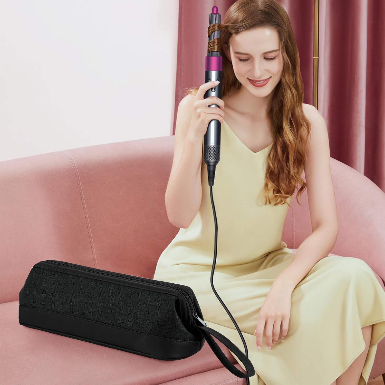 Funda De Viaje,Hair Tools Bolsa De Viaje,Compatible Con Dyson Airwrap/Shark Flexstyle,Adecuado Para Secadores De Pelo, Peines, Planchas De Pelo Y Bolsas De Cosméticos Multifuncionales. (Negro)