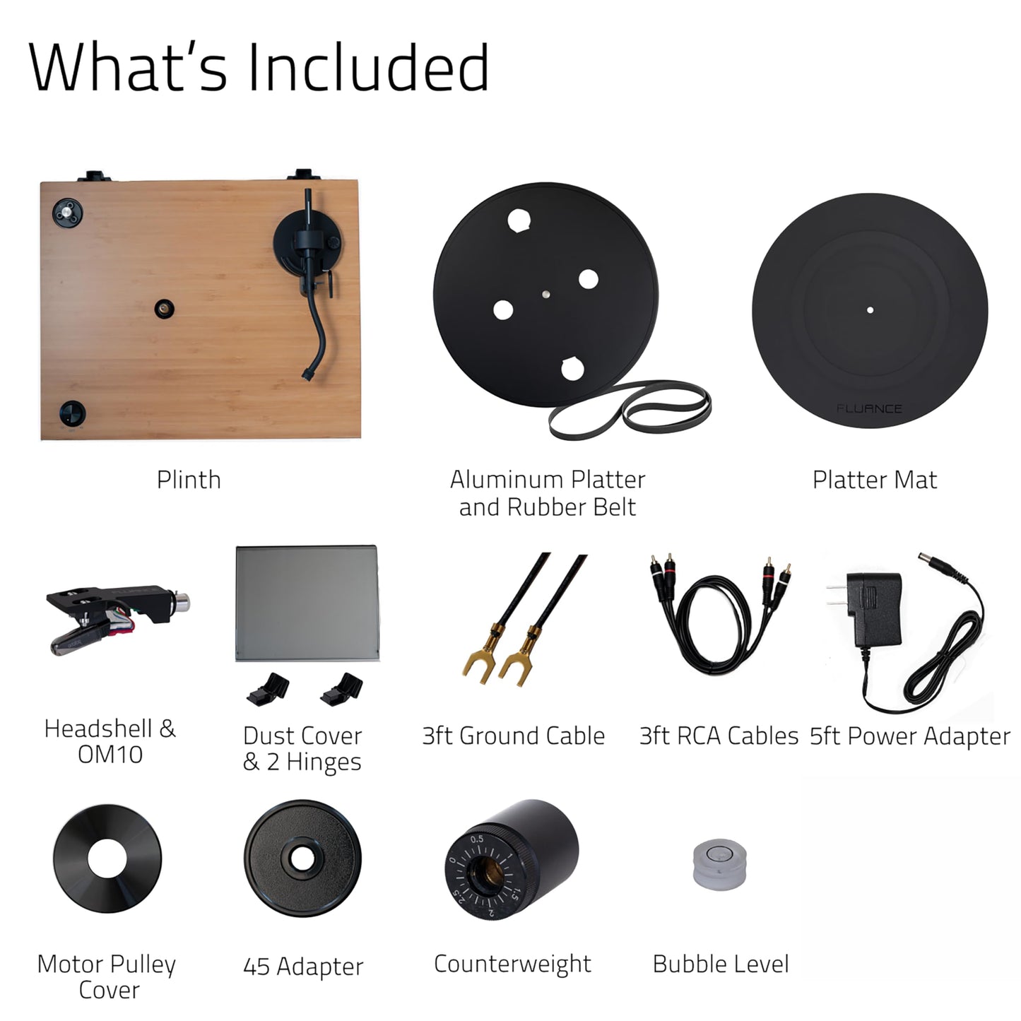 Fluance RT82 Tocadiscos de Vinilo de Alta Fidelidad de Referencia, Cápsula Ortofon OM10, Motor de Regulación de Velocidad, Base de MDF de Alta Densidad, Pies Aislantes contra las Vibraciones – Bambú