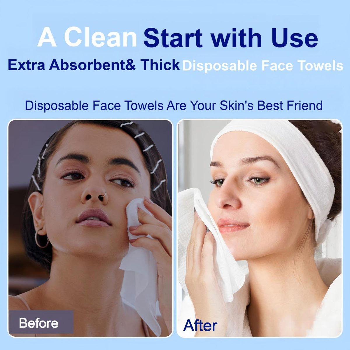 PUHPIG- Las toallas faciales desechables 100% veganas y libres de crueldad animal son súper suaves y gruesas. Toallas faciales de base biológica probadas y aprobadas por dermatólogos para pieles sen