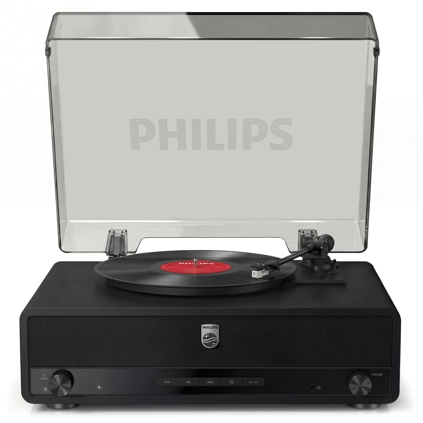 Philips Reproductor de grabación de tocadiscos Bluetooth todo en uno con altavoces integrados, reproductor de vinilo de 3 velocidades, lápiz Audio-Technica, entrada y salida de transmisión inalámbrica