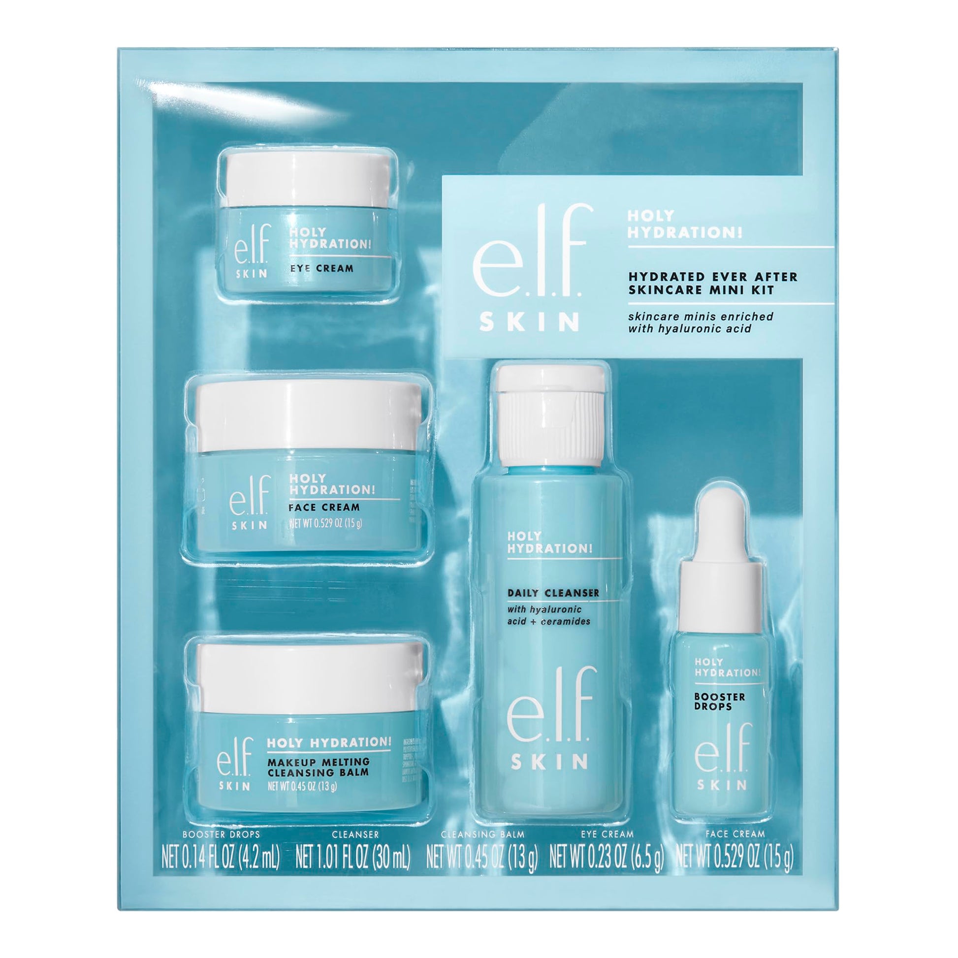 e.l.f Hydrated Ever After Skincare Mini Kit de cuidado de la piel, Ulitmate Holy Hydration! Régimen de la piel, tamaño de viaje, 1 unidad