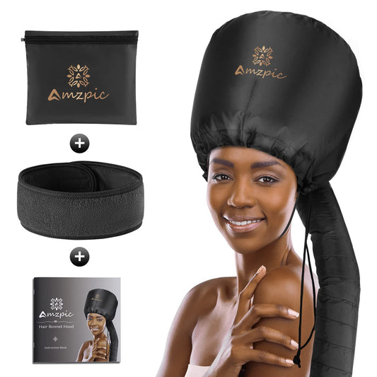 Capota de capó accesorio para secador de pelo, suave, ajustable y extragrande, secador de pelo para acelerar el tiempo de secado en casa, fácil de usar para peinar, rizar y acondicionar profundamente (negro)