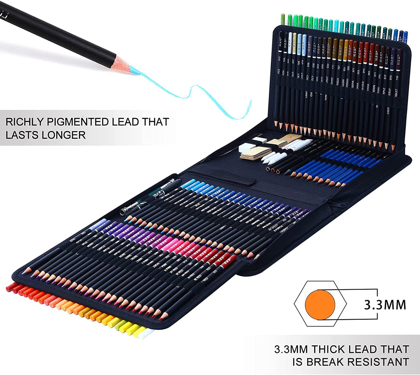 DASKING 145PCS Lápices de Dibujo Kit, Sketch Kit, Lápiz de Colores y Juego de Becetos y Dibujo de Arte Set, Completo de Artista, Suministros de Dibujo, Regalo Perfecto para Artistas, Adultos